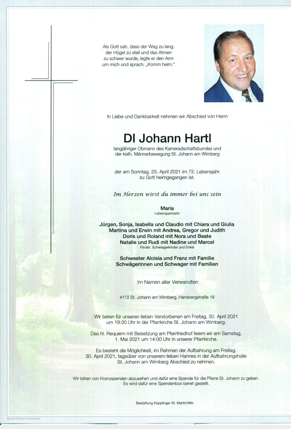 Die Parte von DI Johann Hartl